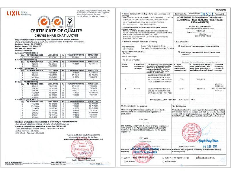 Chứng nhận chất lượng nhôm Maxpro