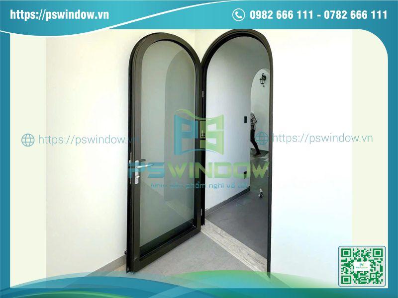 Cửa đi mở quay 1 cánh nhôm Maxpro uốn vòm Cửa đi mở quay 1 cánh nhôm Maxpro uốn vòm