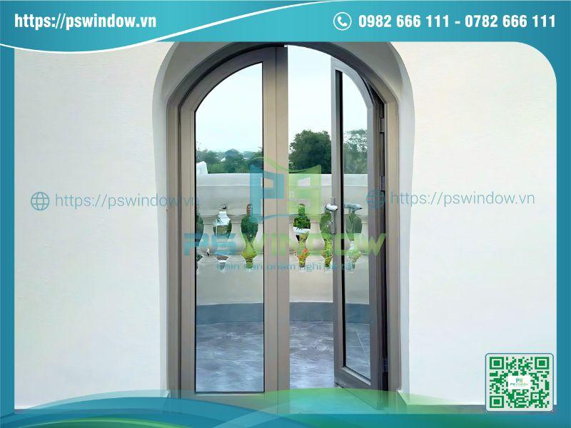 Cửa đi mở quay nhôm Maxpro 2 cánh uốn vòm Cửa đi mở quay nhôm Maxpro 2 cánh uốn vòm