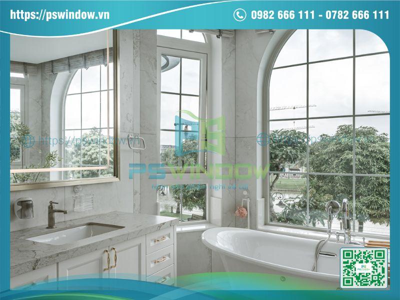 Cửa Maxpro mở hất màu trắng ngà sang trọng, tinh tế