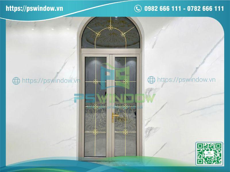Cửa nhôm Maxpro mở quay màu champagne thời thượng Cửa nhôm Maxpro mở quay màu champagne thời thượng