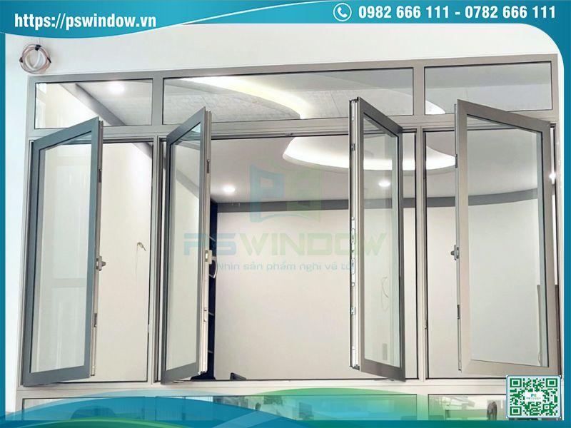 Cửa sổ Maxpro mở quay 4 cánh màu sâm banh Cửa sổ Maxpro mở quay 4 cánh màu sâm banh