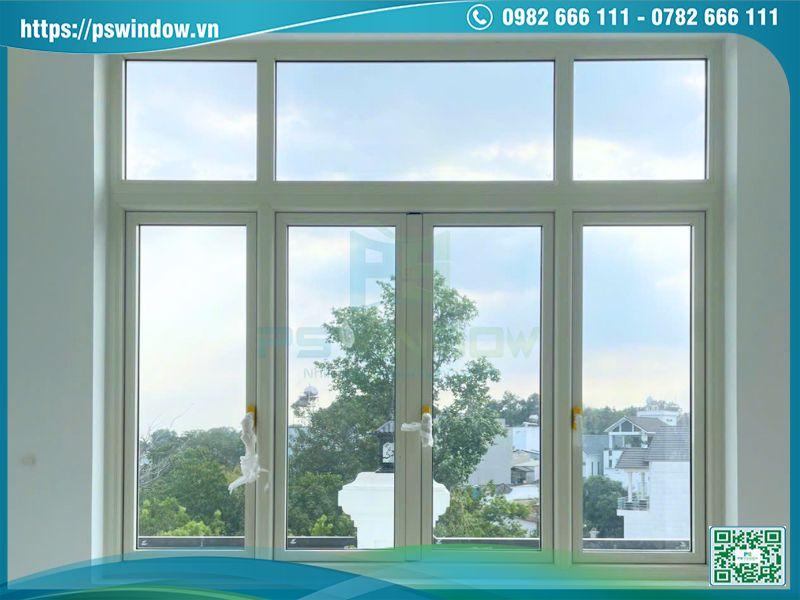 Cửa sổ mở quay nhôm Maxpro 4 cánh màu trắng ngà Cửa sổ mở quay nhôm Maxpro 4 cánh màu trắng ngà