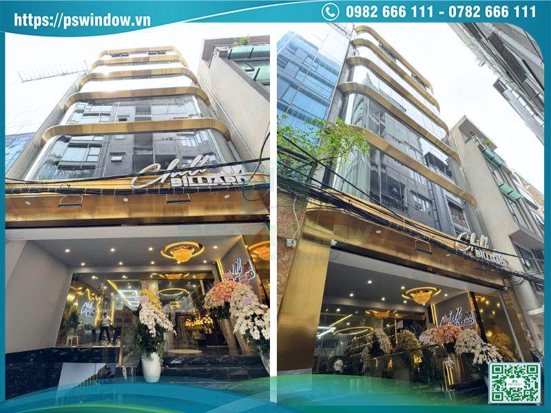 Pswindow thi công mặt dựng Xingfa kính uốn cong tại Nguyễn Khang Pswindow thi công mặt dựng Xingfa kính uốn cong tại Nguyễn Khang