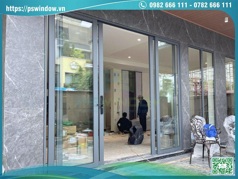 Cửa nhôm kính mặt tiền tích hợp khóa điện tử thông minh Cửa nhôm kính mặt tiền tích hợp khóa điện tử thông minh