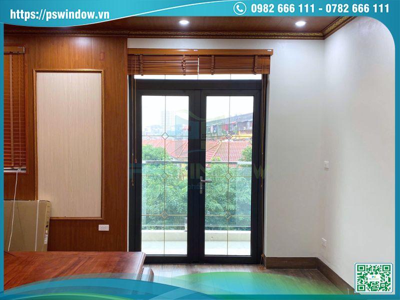 Cửa nhôm Maxpro kính hộp nan đồng sang trọng