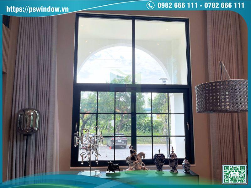 Cửa sổ lùa nhôm Soco kết hợp vách kính