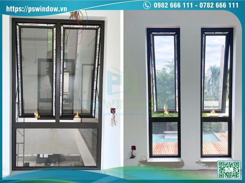 Cửa sổ mở hất kết hợp vách kính khung nhôm Cửa sổ mở hất kết hợp vách kính khung nhôm
