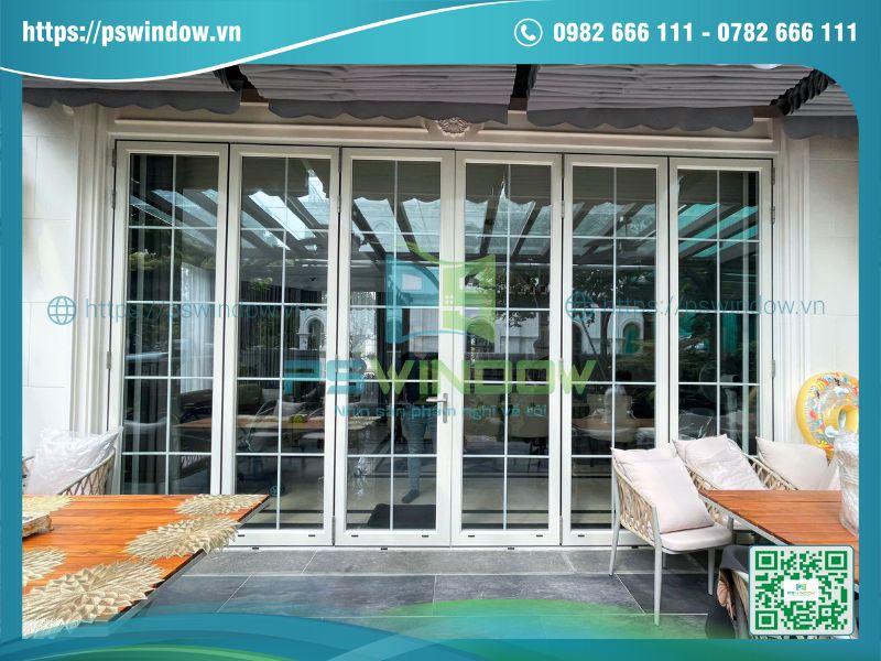 Mẫu cửa nhôm Maxpro xếp trượt 6 cánh màu trắng Mẫu cửa nhôm Maxpro xếp trượt 6 cánh màu trắng