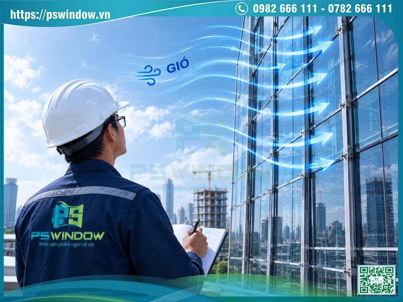Tính tải trọng gió vách mặt dựng nhôm kính