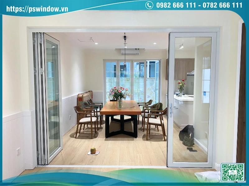 Vách ngăn phòng di động kiểu cửa lùa xếp nhôm Xingfa