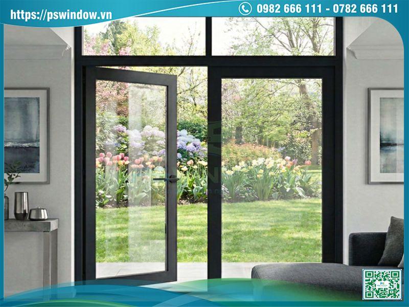 Cửa nhôm cầu cách nhiệt Alvero hệ ER70 làm cửa chính, cửa ra sân vườn