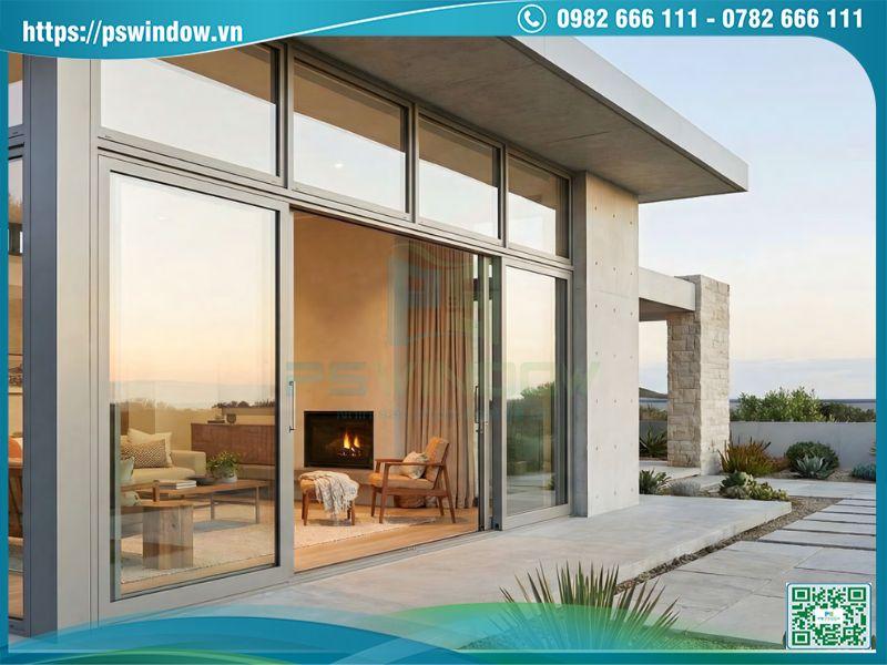 Cửa nhôm cầu cách nhiệt Alvero hệ trượt ASD126 tối ưu diện tích