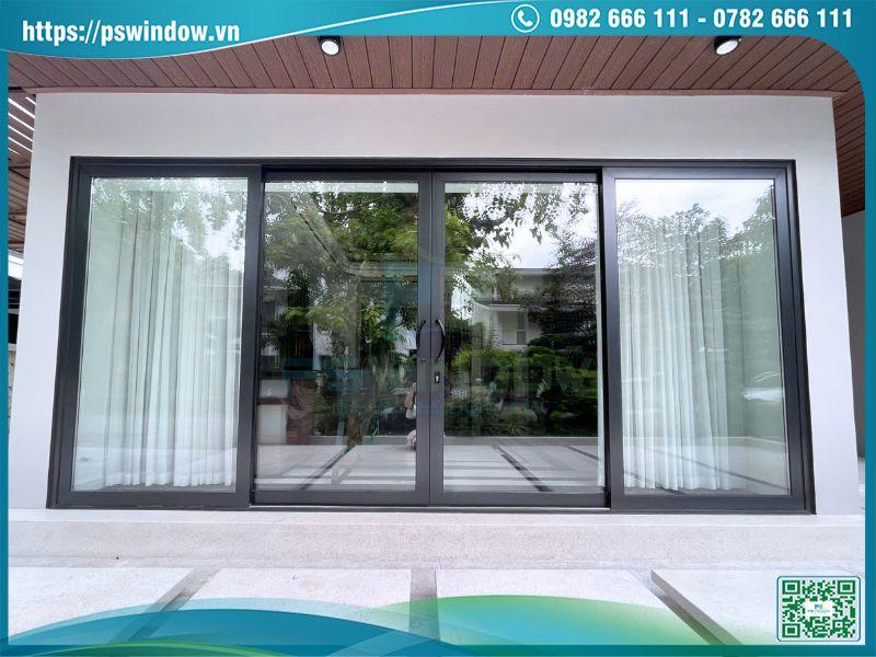 Cửa nhôm kính cách âm Soco 4 cánh lùa hiện đại