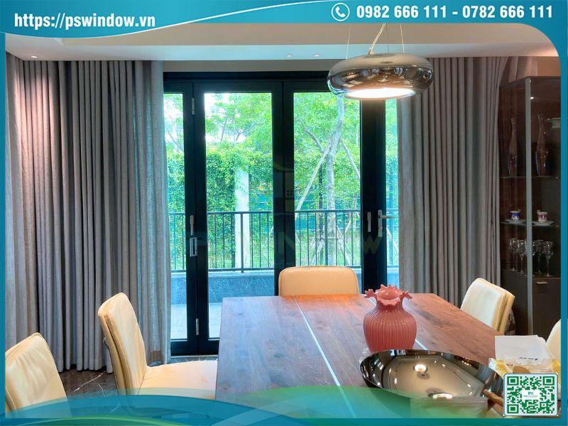 Cửa nhôm cao cấp xếp trượt 4 cánh kính hộp
