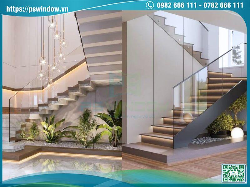 Lan can kính và vách kính cho cầu thang