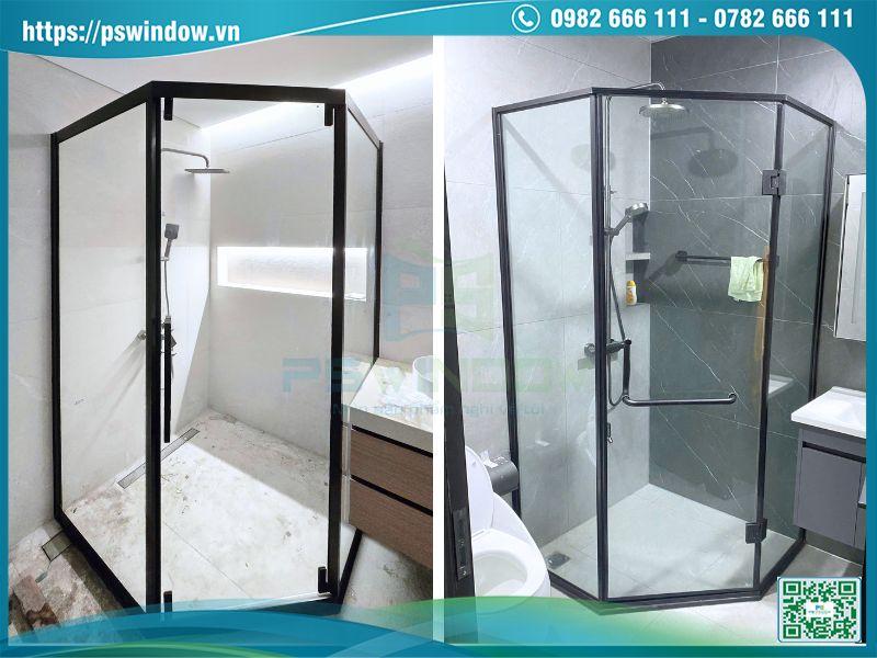 Mẫu cabin tắm kính 135 độ màu đen hiện đại