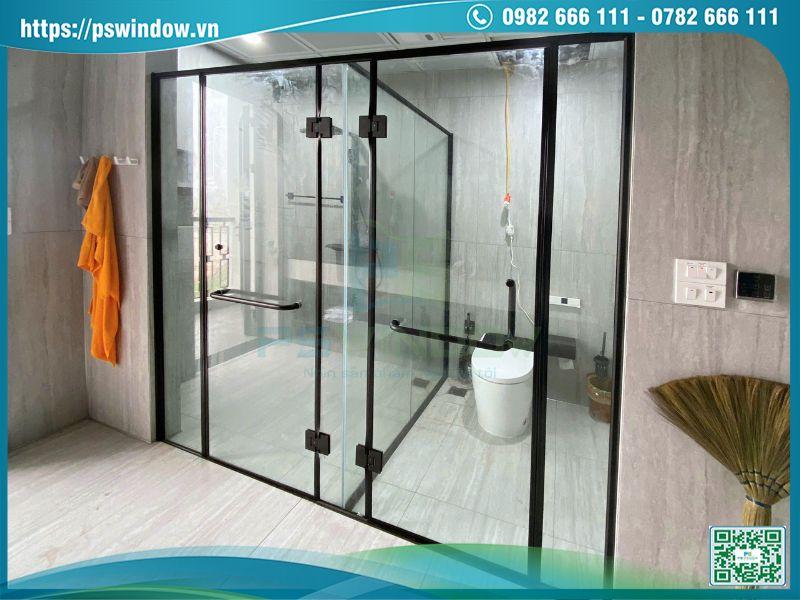 Mẫu cabin tắm kính đôi kiểu 180 độ cửa mở quay