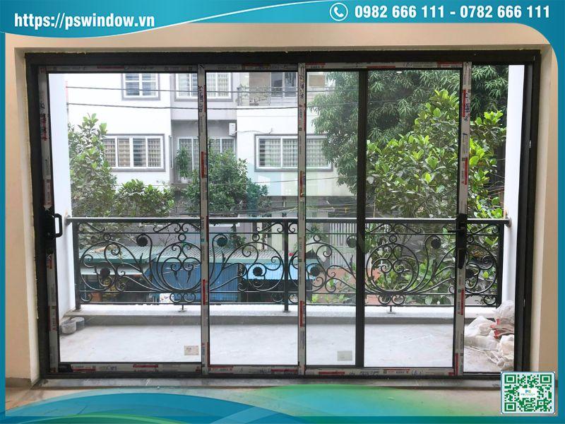 Mẫu cửa nhôm 3 cánh lùa phụ kiện Kinlong đồng bộ