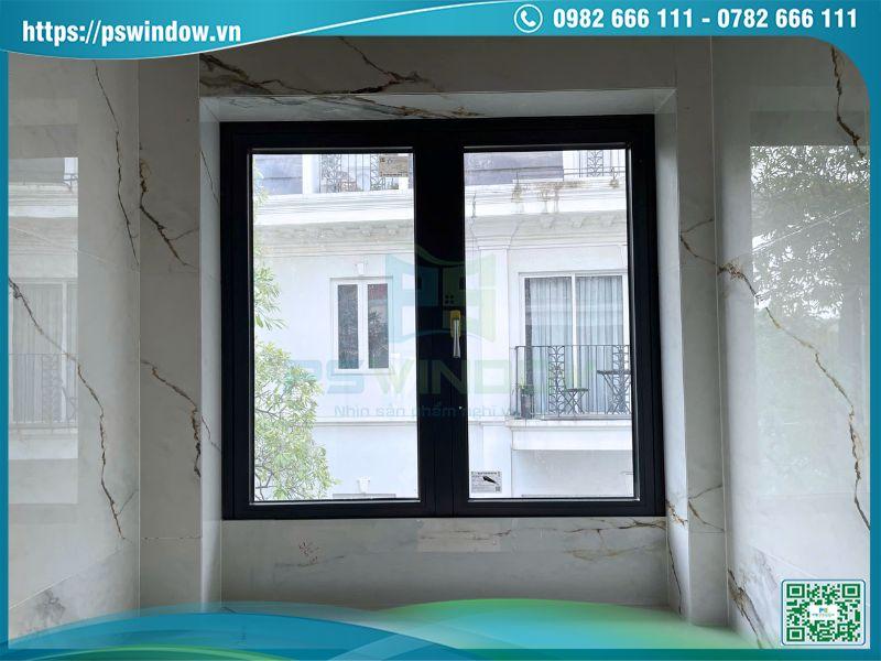 Mẫu cửa sổ nhôm kính đẹp kiểu mở quay 2 cánh Xingfa xám đá