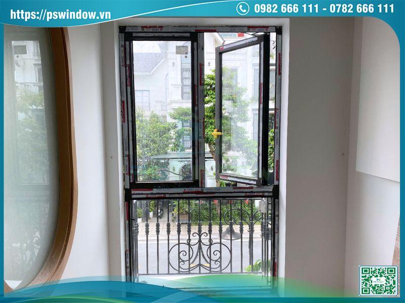 Mẫu cửa sổ Xingfa 2 cánh mở quay vách kính fix dưới