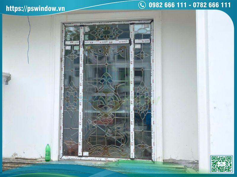 Vách kính hoa đồng chia đố nhôm