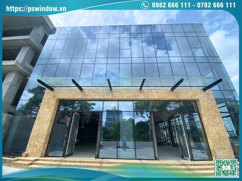 Vách kính mặt dựng giấu đố cho tòa nhà thương mại hiện đại