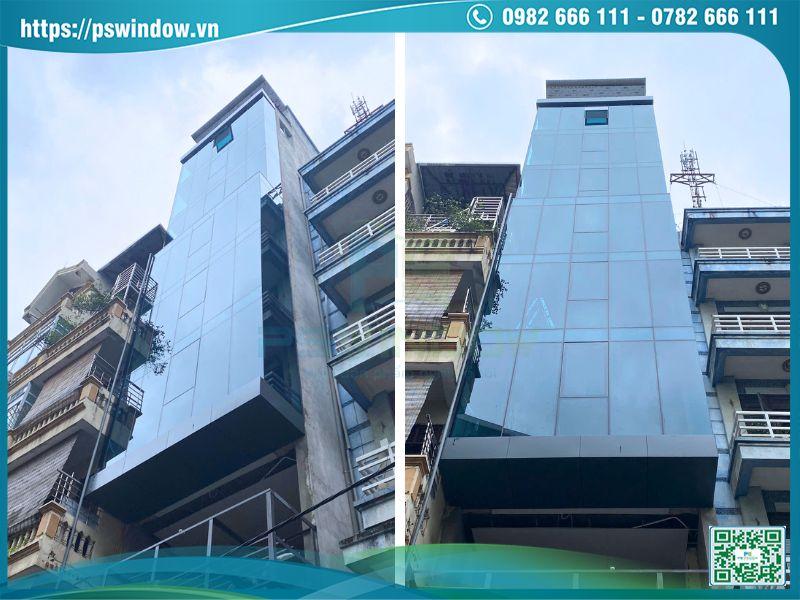 Vách kính sử dụng nhôm trong nước kính cường lực dán