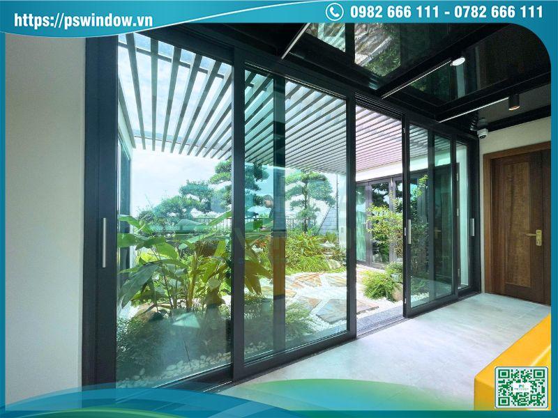 Bộ cửa nhôm cầu Rolan kính hộp Low-e + gioăng EPDM kín khít cách âm cách  nhiệt tối ưu