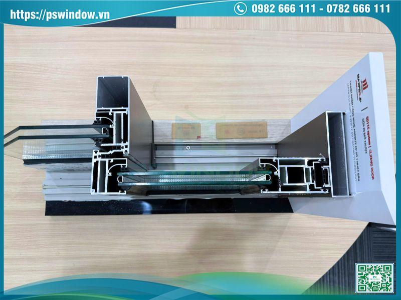 Cấu trúc profile hệ Maxpro SD115 siêu cứng cáp để làm cửa siêu trọng