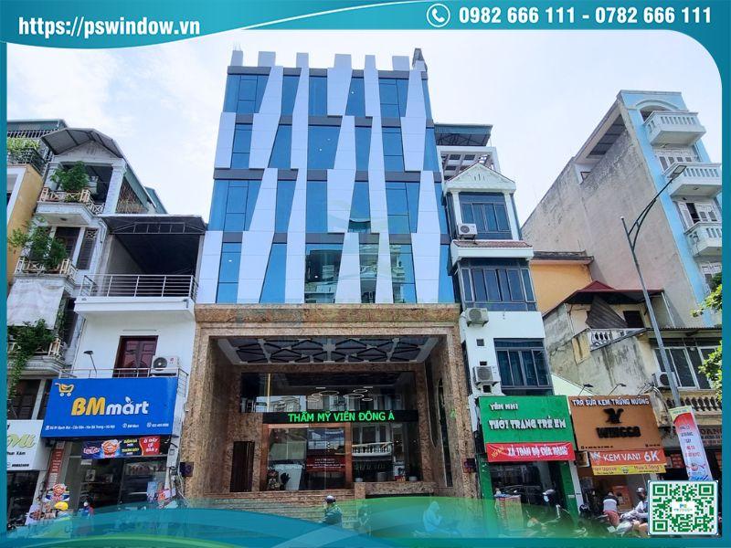 Công trình mặt dựng nhôm Huyndai kính hộp phản quang độc đáo Pswindow