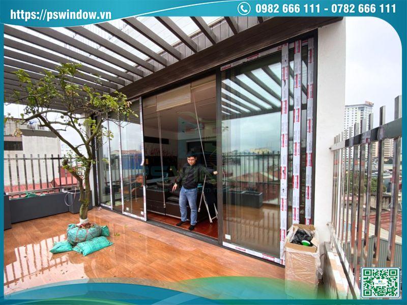 Cửa lùa 6 cánh 3 ray nhôm Xingfa nhập khẩu