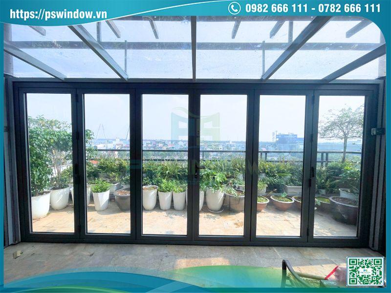 Cửa nhôm kính 6 cánh xếp trượt Xingfa