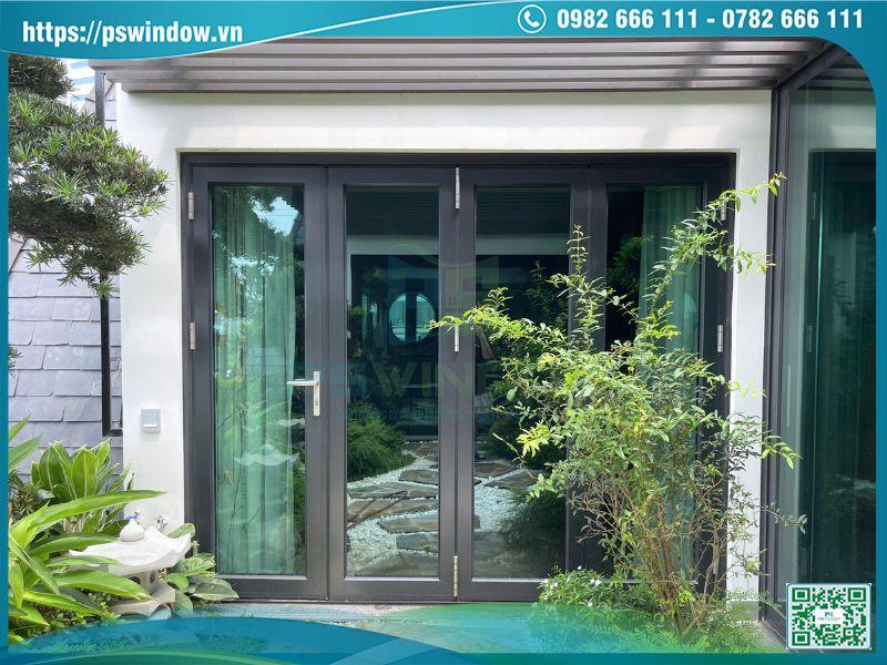 Cửa nhôm kính phong cách tối giản kiểu xếp trượt 4 cánh