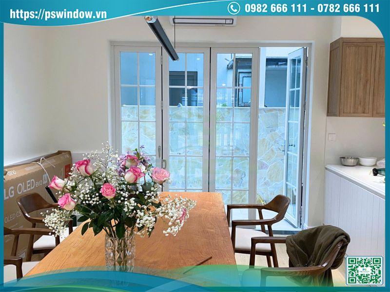 Cửa nhôm Xingfa sơn tĩnh điện màu trắng sữa sang trọng