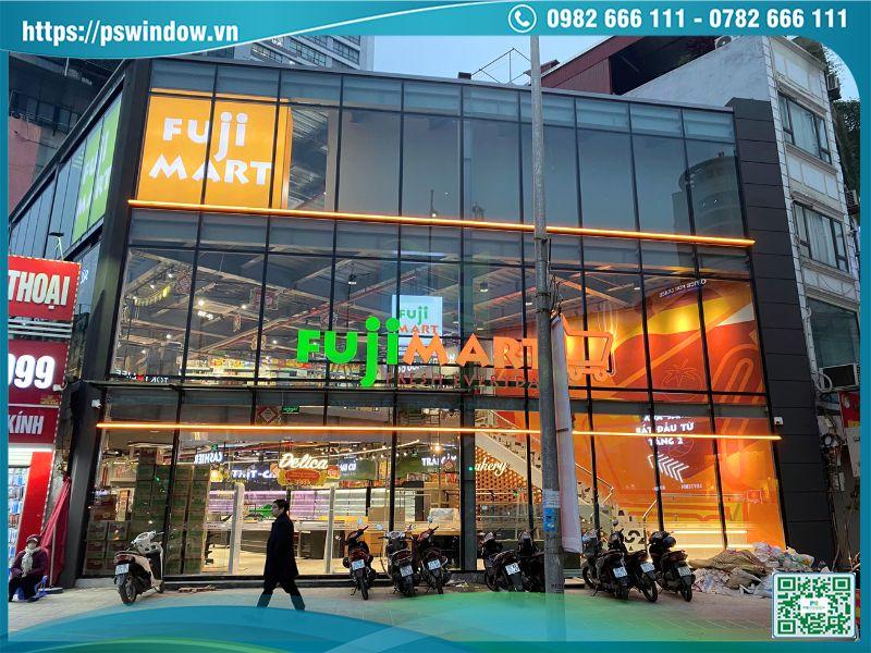 Mặt dựng Xingfa kính dán Low-e cho siêu thị, TTTM