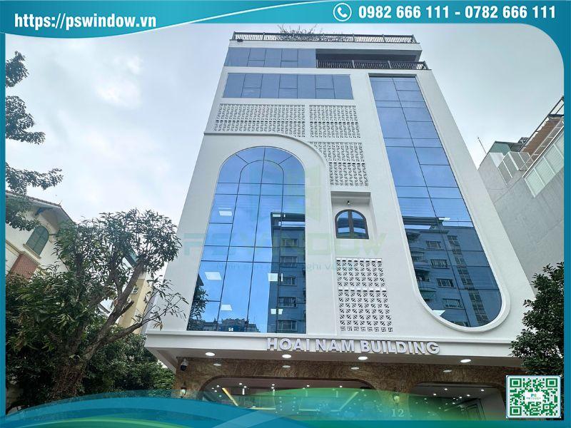 Mặt dựng Xingfa kính dán Solar uốn vòm cho tòa nhà thương mại tại Hà Nội