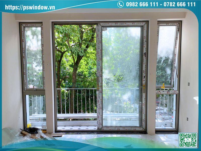 Mẫu cửa lùa 2 cánh nhôm Maxpro cao cấp màu sâm banh