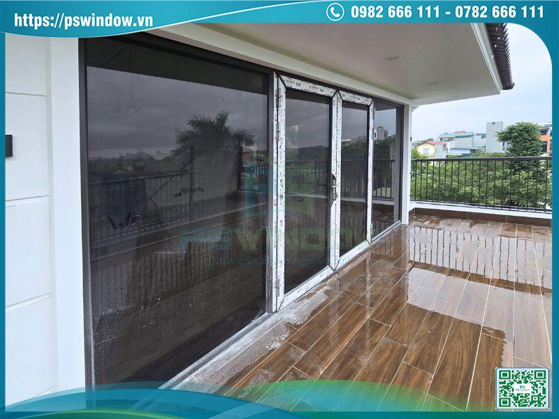 Mẫu cửa nhôm Maxpro mở quay 2 cánh fix 2 bên