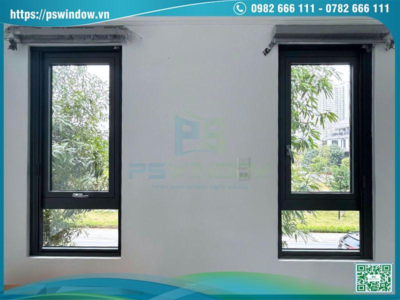 Mẫu cửa sổ nhôm kính 1 cánh kiểu mở quay và kiểu mở hất fix dưới
