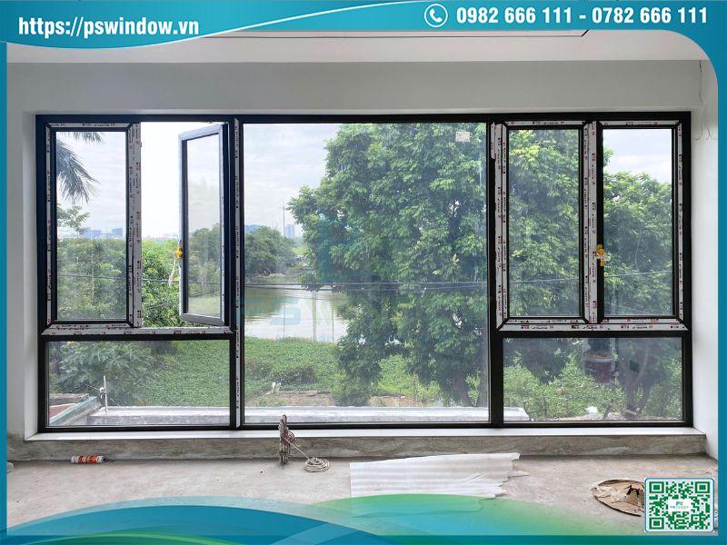 Vách kính cố định kết hợp cửa sổ mở quay tối ưu tầm nhìn và ánh sáng