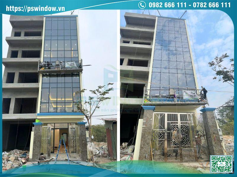 Vách kính mặt tiền nhà phố hệ Stick Pswindow thi công tại Mê Linh