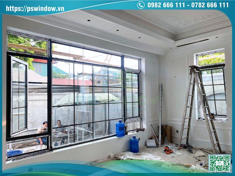Pswindow thi công cửa nhôm kính hộp nan trang trí chính hãng, giá tốt