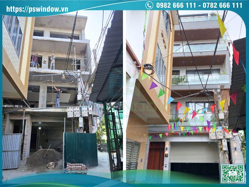 Công trình nhà phố Kiêu Kỵ trước và sau khi PSWINDOW lắp cửa hoàn thiện