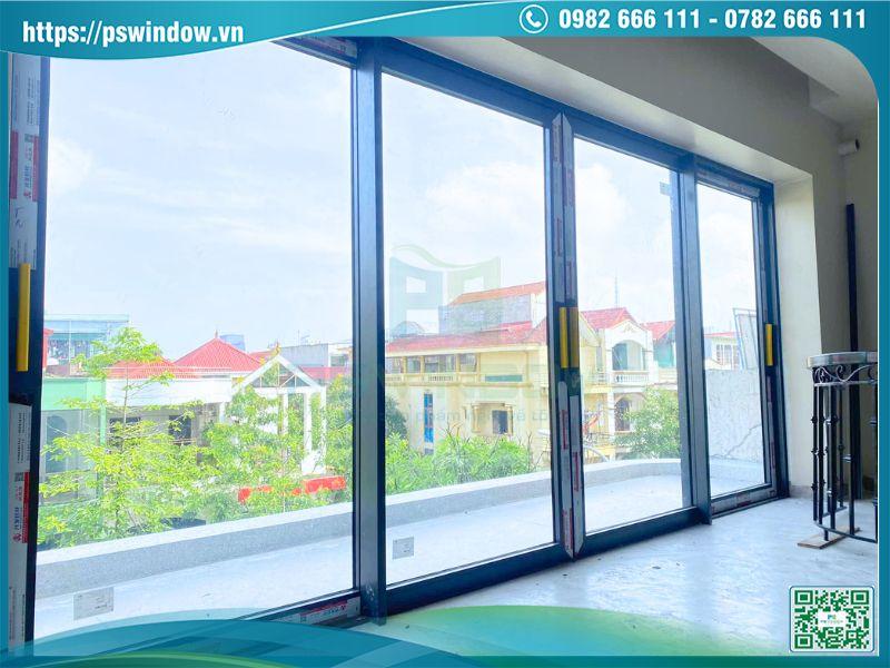 Cửa lùa nhôm Xingfa hệ 93 4 cánh phụ kiện Cmech kính hộp 