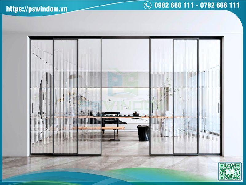 Cửa nhôm hệ slim không ray dưới (có ray treo trên)