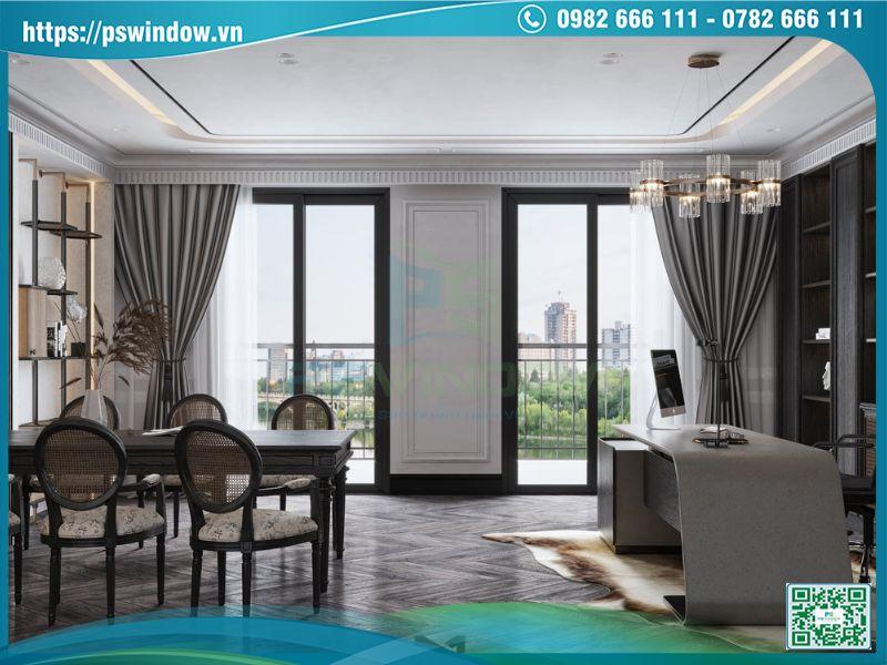 Cửa nhôm kính bền bỉ, lấy sáng tối ưu, phù hợp phong cách Indochine
