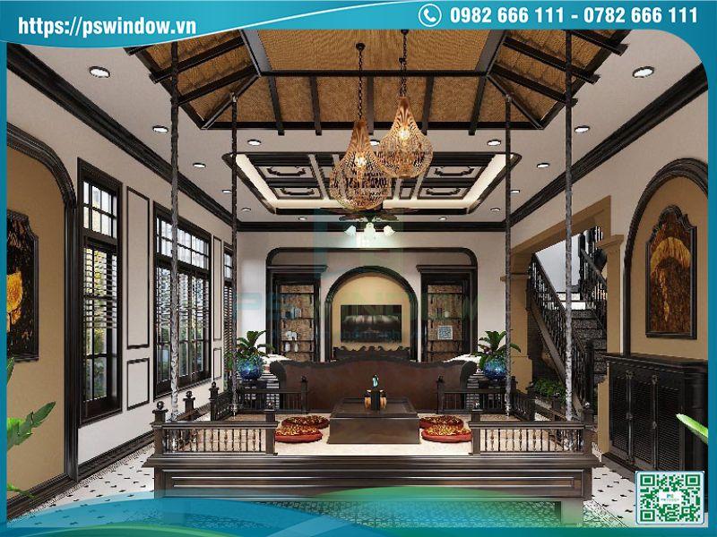Cửa nhôm kính phong cách Indochine cho biệt thự cao cấp