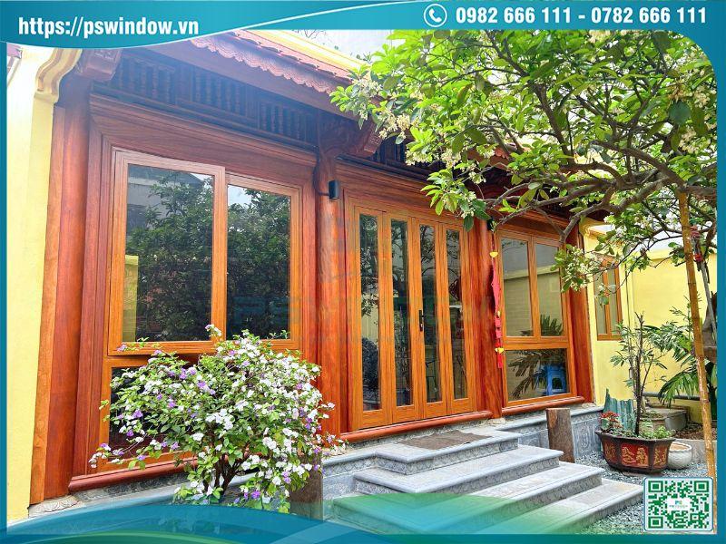 Cửa nhôm Xingfa vân gỗ hệ 55