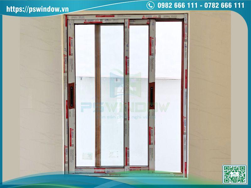 Cửa sổ lùa 2 cánh khung nhôm màu vân gỗ